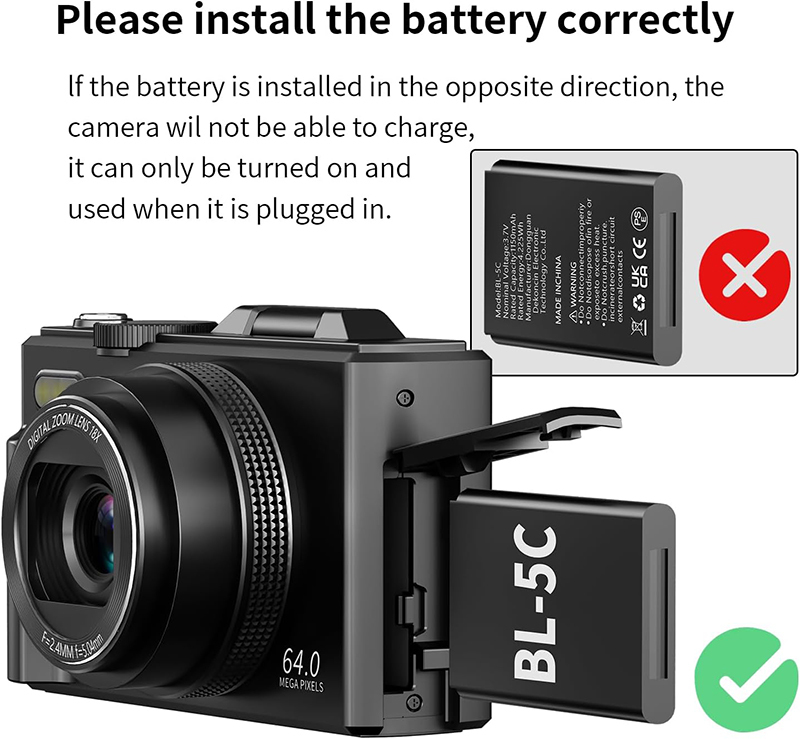 5K HD Travel Vlogging Digital Camera WiFi Flash 180° Rotating Selfie Time Lapse Slow Motion Burst Mode