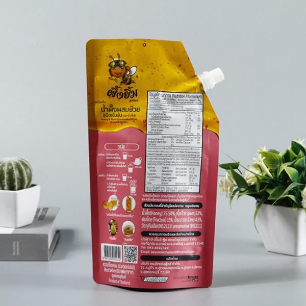 Malote plástico biodegradável feito sob encomenda Straw Fruits Juice Pouch Bag do bico da folha de alumínio