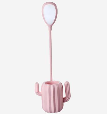 Diodo emissor de luz de Pen Holder Table Lamp Portable do cacto lâmpada de uma proteção ocular de 360 graus