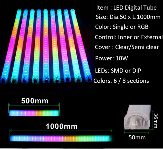 LED Tube, LED RGB Tube, LED Digital Tube, LED  Outdoor Lighting, LED Light