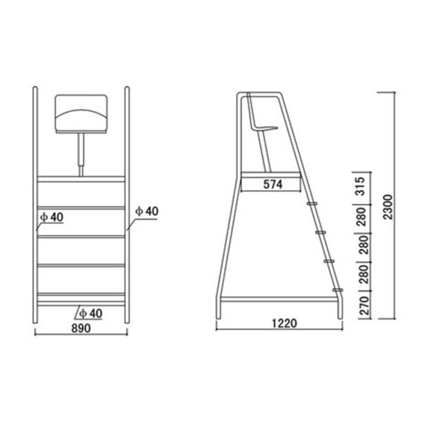 Stainless Steel Swimming Pool Lifeguard Chair Movable 2.3M Height