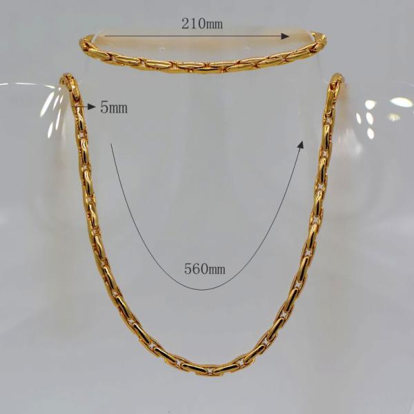 New Trendy Men Jewelry Wholesale 18K Real Gold Plated 4.8MM Snake Chain Necklace Bracelet