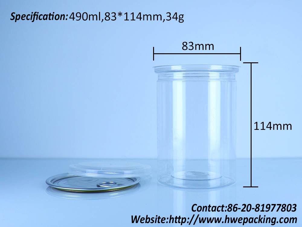 Transparent PET Food Storage Biscuits Cakes Sweets Nuts Can With Easy Open PE Lid 