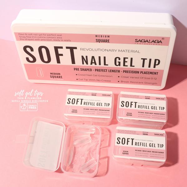 Certified MSDS Acrylic Full Cover Soft Almond False Nail Tips Refill for Professional Nail Salons and DIY Manicures