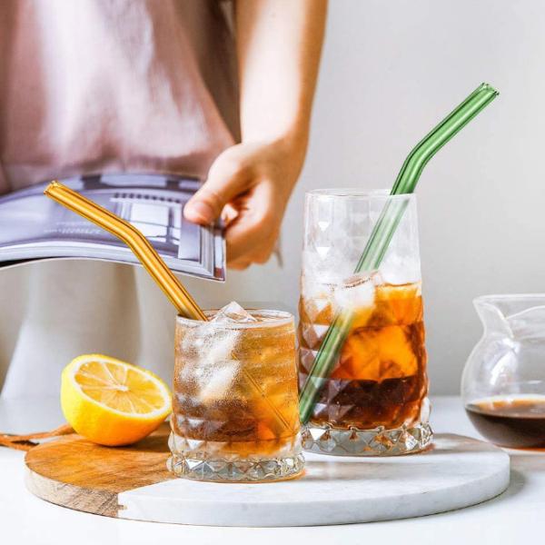 Reusable Glass Straws Multiple Colored Borosilicate Glass Drinking Straws