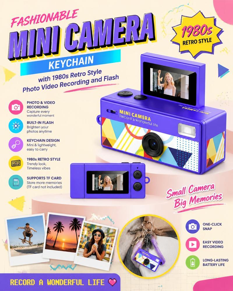 DLC LK030 Retro Mini Thumb Digital Camera 1080P Pocket Recorder Keychain USBC Rechargeable Video Photo Capture Portable Gadget