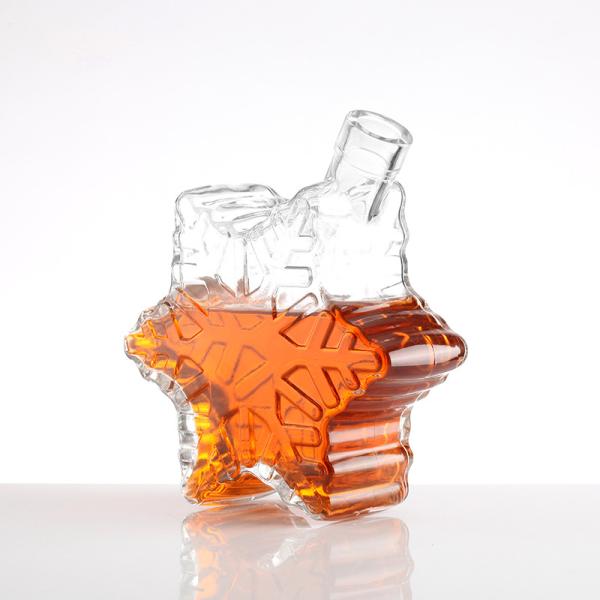 Girls' Super Flint Glass Star Shaped Liquor Bottle with Aluminum Plastic PP Collar