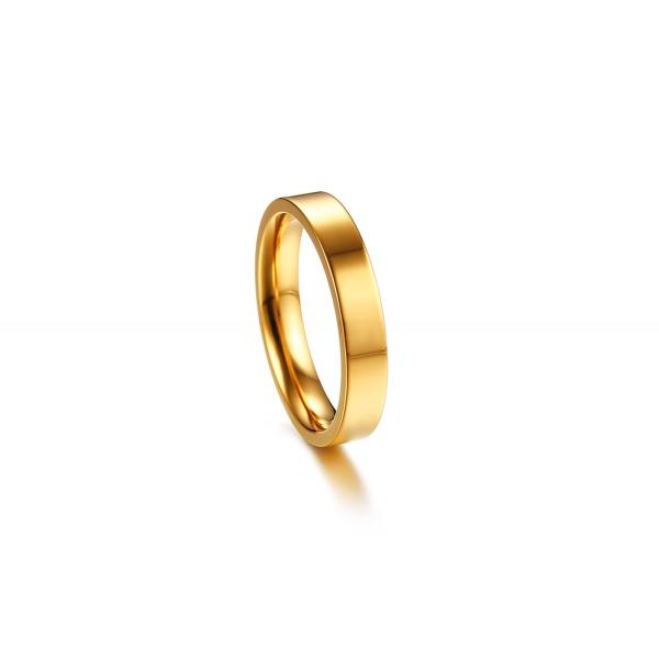 Women Stainless Steel Flat Rings Silver / Rose Gold / Gold Plated Polished Stackable 4mm