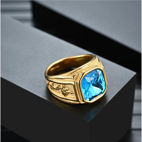 Hombres 316 Anillo de acero inoxidable Joyería Oro Color Revestido Tamaño personalizado