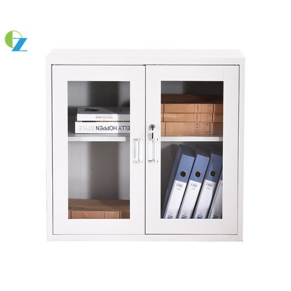 Short 1mm Thickness Steel Office Cupboard 2 Glass Door Metal Filing Cabinet