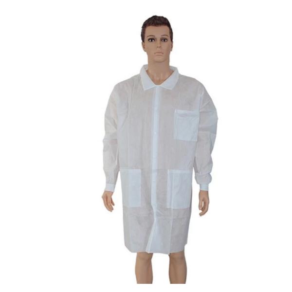 25GSM PP Nonwoven Disposable Lab Gown With Hook And Loop