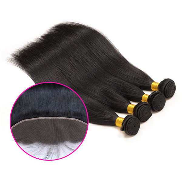 Double - Drawn Strong Weft Indian Human Hair Bundles 13 * 4 Lace Frontal