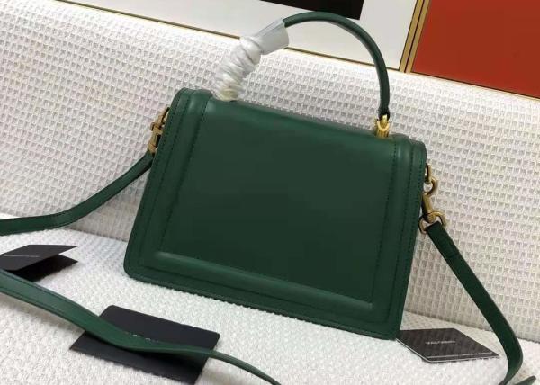 Green One Strap Shoulder Womens Luxury Handbag Cowhide Lock Decoration