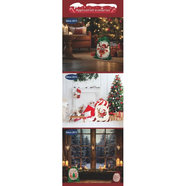 Sublimation Santa Sacks 2025 Christmas Gifts, Packaging Stocking Santa Claus Bag, Canvas Christmas Drawstring Gift Bags