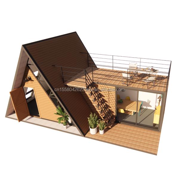 Triangle House A Frame House Kit For Living With 50/75/100mm Wave Sandwich Panel Wall and Log