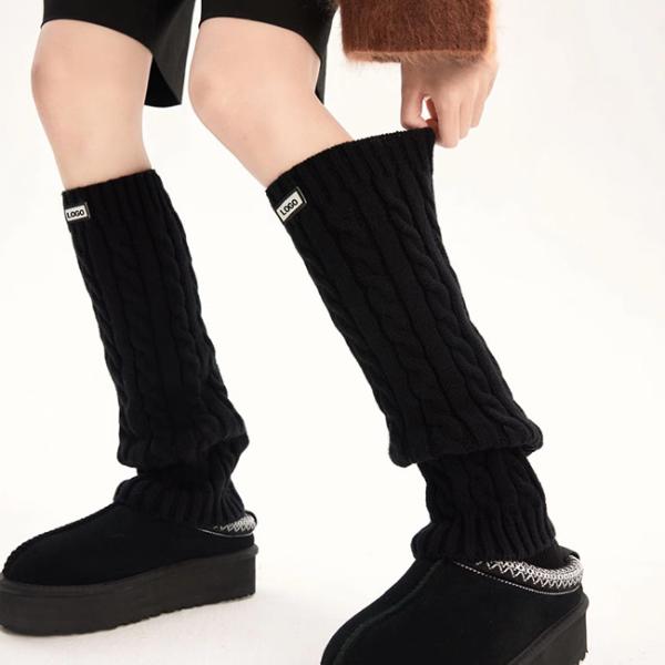 Étiquettes tissées pour femmes chauffants pour jambes d'hiver