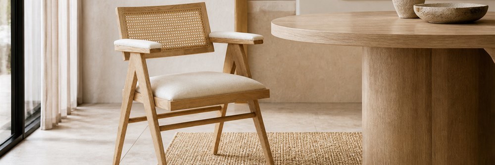 Natural Wood Cane Back Dining Armchair CYC-030-NTL