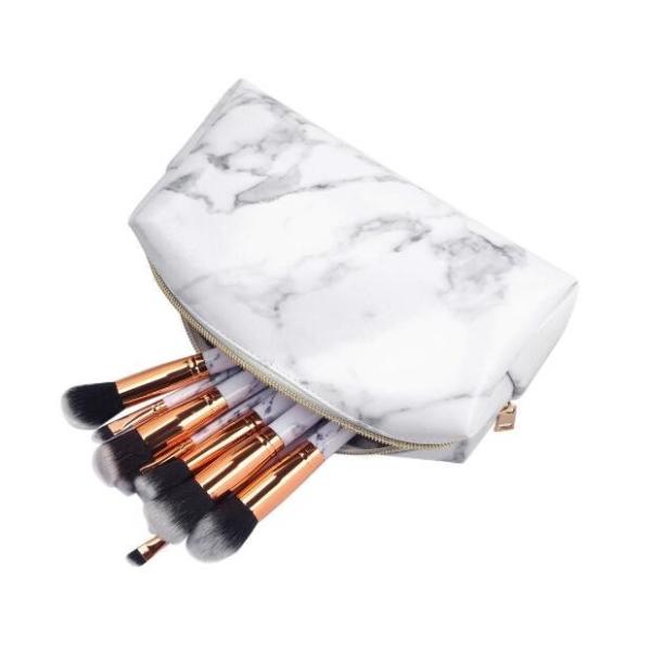 Gold Zipper Pencil Storage Case / PU Leather Pencil Pouch For Women