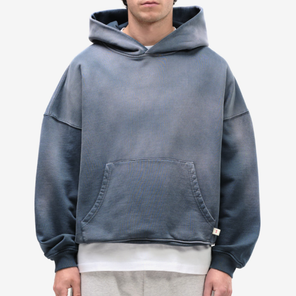 Drop Shoulder Men Hoodies Sunfade Oversize Pullover Blank Acid Wash
