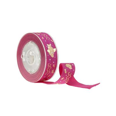 Pink Fish Printed Elastic Ribbon For Hair Tie Polyester / Spandex Material