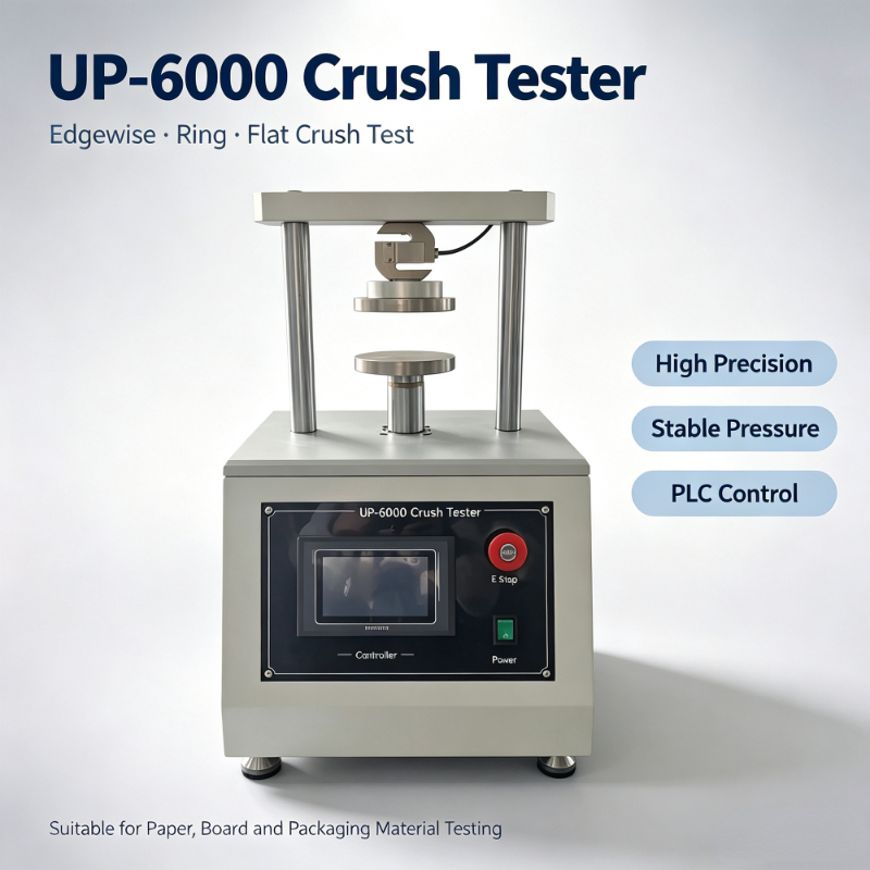 UP-6000 Crush Tester with 5000N Force Measuring Range, 7-inch Touch Screen, Complies with ISO and TAPPI Standards