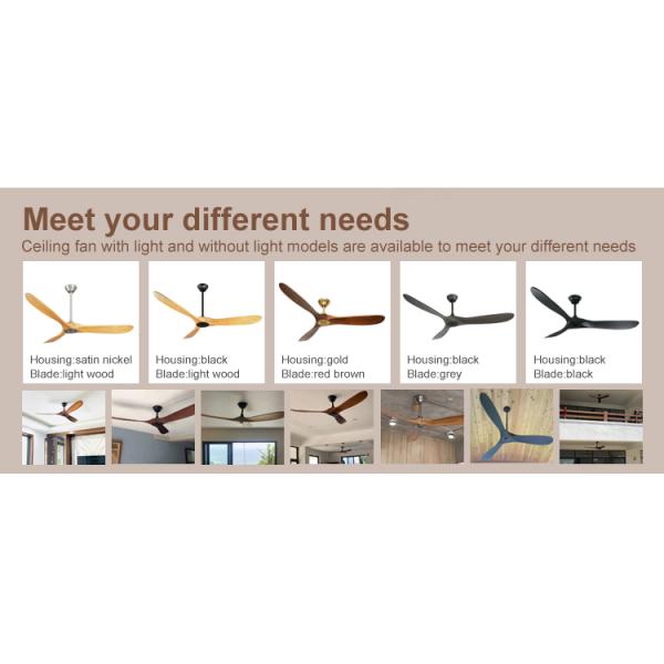 Ventilador de teto LED interior de 10 lâminas de madeira com iluminação personalizada ODM e controle remoto