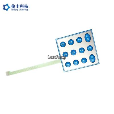 Impressão de tela de seda Impermeável Flexível Switches de membrana 4x3 resistente ao óleo