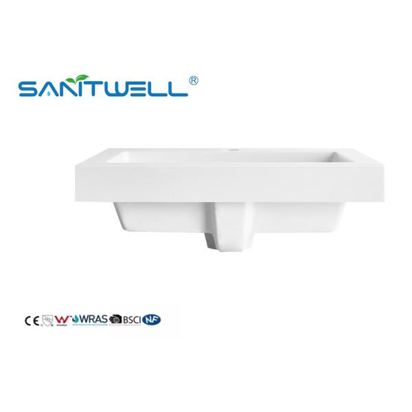 SWQ510 Sanitary Wate Artificial Stone Basins Small Size Solid Surface Matt White Semi-Counter Basins For Hotel