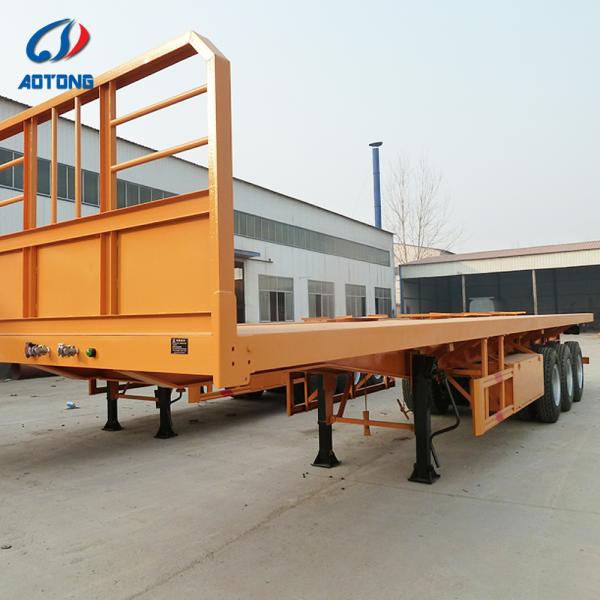 40 FT Flatbed Semi Trailer with 12R22.5 Tyre 2’’/3.5’’ Bolt Type Kin Pin and LED Light 7 Ways 24V