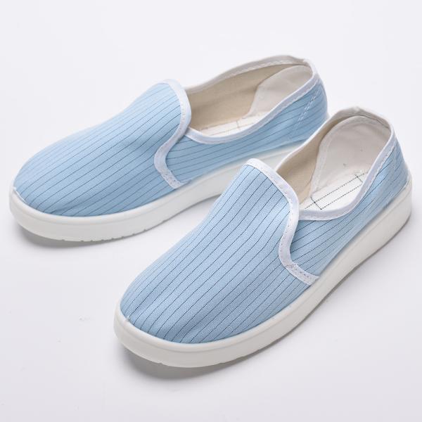 Food factory cleanroom stripe canvas PVC sole shoe breathable esd antistatic shoes