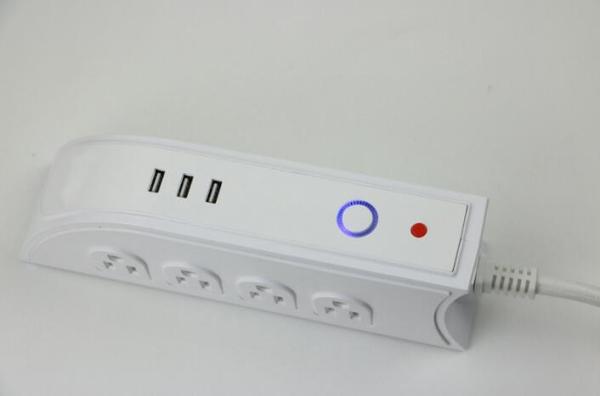 15A Desktop Power Strip , Overload Protection European 8AC3USB Double - Sided USB Socket