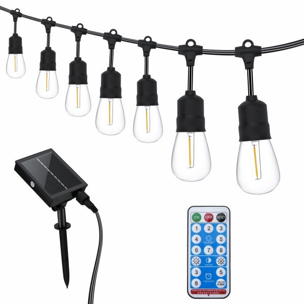 Rechargeable Solar Powered Festoon Lights Edison 3M Cable For Bistro