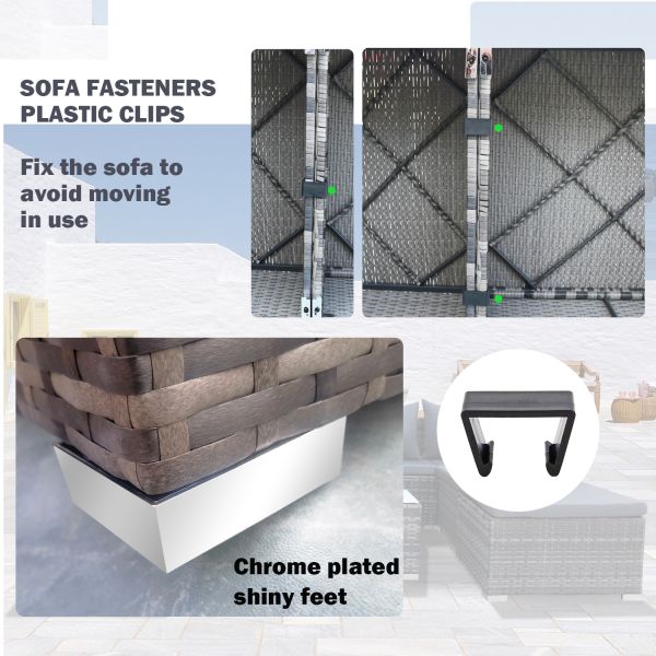 Steel Frame PE Rattan Corner Free Combination Sets Conversation Leisure Furniture Grey Outdoor Garden
