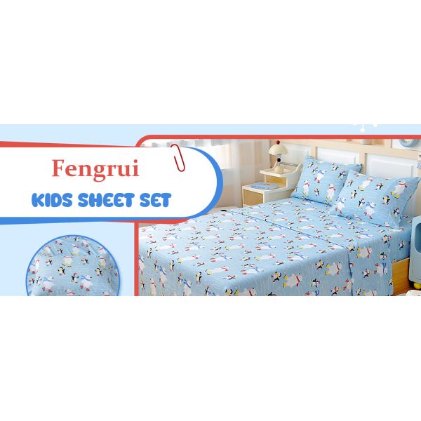 Toddler Sheet Set With Deep Pockets,Wrinkle-Free, Cozy Soft Penguin Skiing Bed Sheet Set