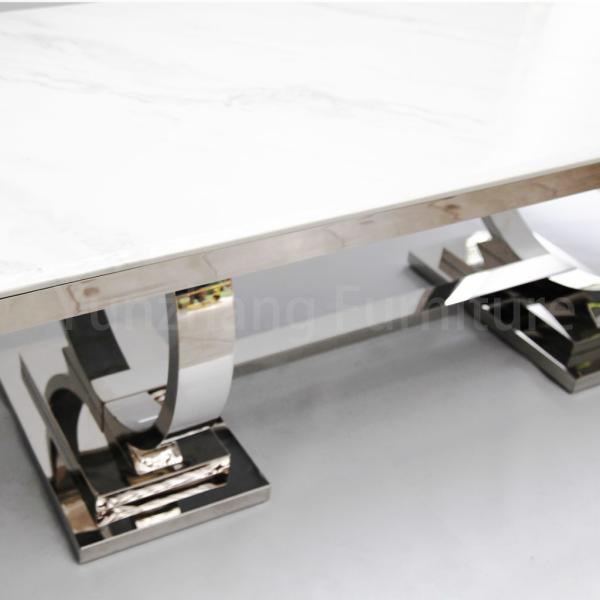 Deux cercles lissent l'utilisation moderne de famille d'acier inoxydable du principal 201 de marbre de table de salle à manger