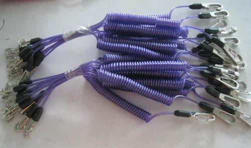 Fashion purple color retractable lanyard coil retention tether leash popular secure leash