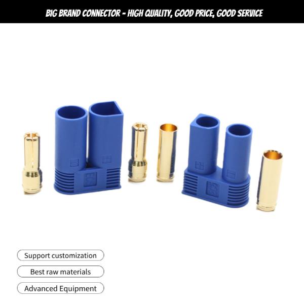 Male And Female Gold Plated Banana Plug 5mm Bullet Connector EC5 With Blue Housing