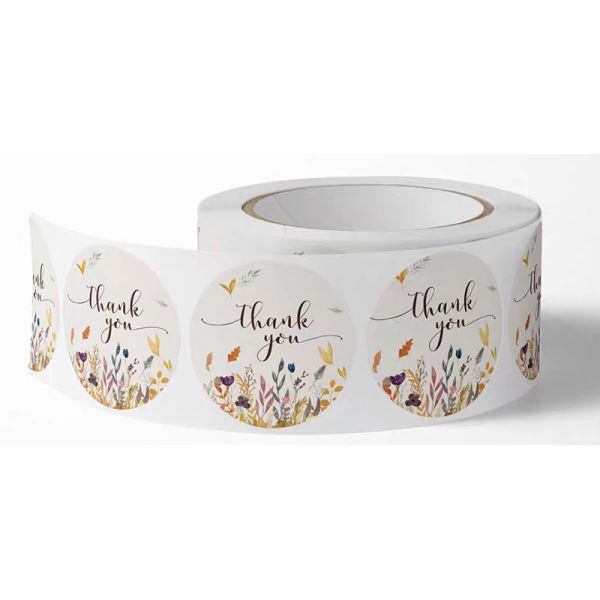 OEM Polyester Flower Wedding Thank You Stickers Bridal Shower Gift Tag