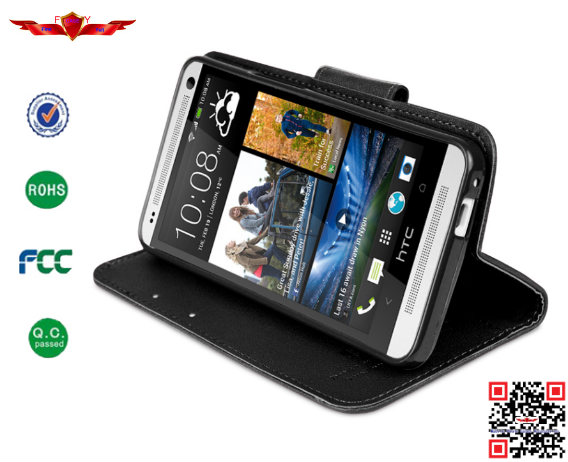 Wholesale 100% Quality Guaranteed PU Flip Wallet Leather Cover Cases For HTC ONE M7