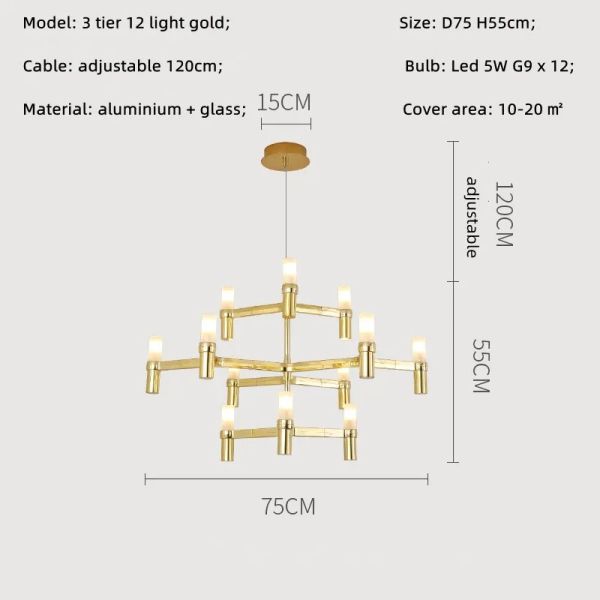 Crown Major Pendant lamp Nordic Tube chrome chandelier Crown Plana Mega Pendant(WH-AP-637)