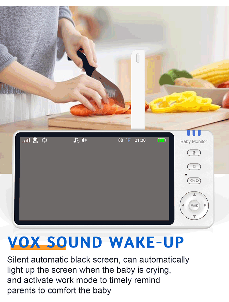 Smart Video Baby Pet Monitor PTZ Camera 5.0 Inch Screen 300M Talking Range Sleep IR Night Vision Two-Way Audio Music Talk-Back