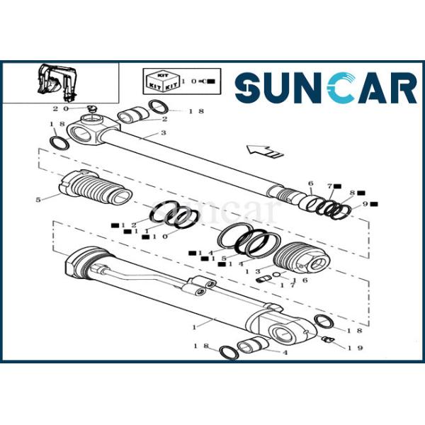 72275473のバケツ シリンダー シールのキットは場合CX16Bの小型クローラー掘削機装置に合う