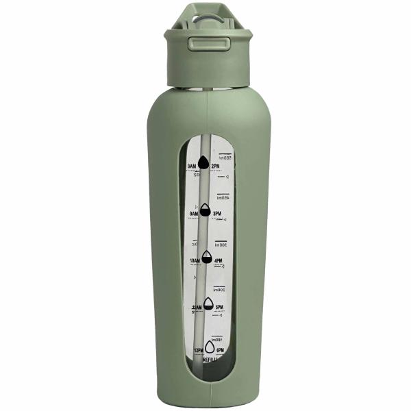 Outdoor Activity Glass Water Bottle With Wide Mouth and Protective Sleeve for Camping