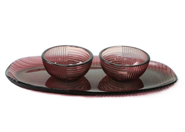Oval Solid Purple Glass Charger Plates , 32cm Crystal Salad Plates