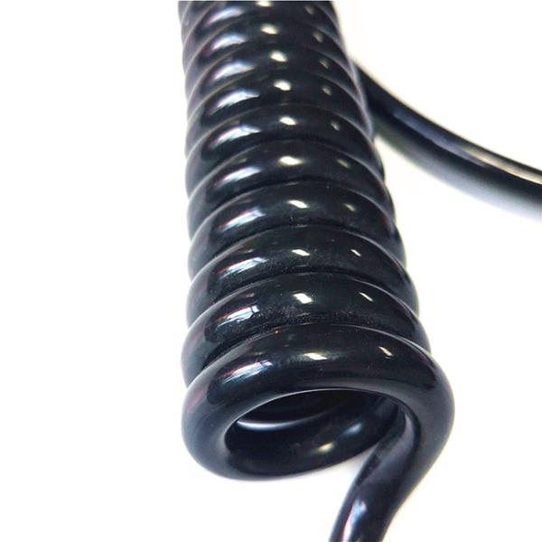 Thick 6mm Diameter Black PU Spiral Spring Cables Customized Length