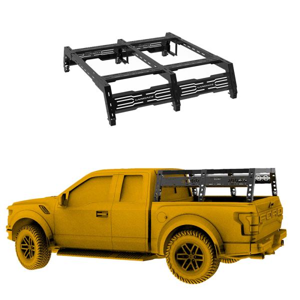 Jeep Gladiator JT Camping Bed Rack with Black Powder Coating and Multiple Accessories