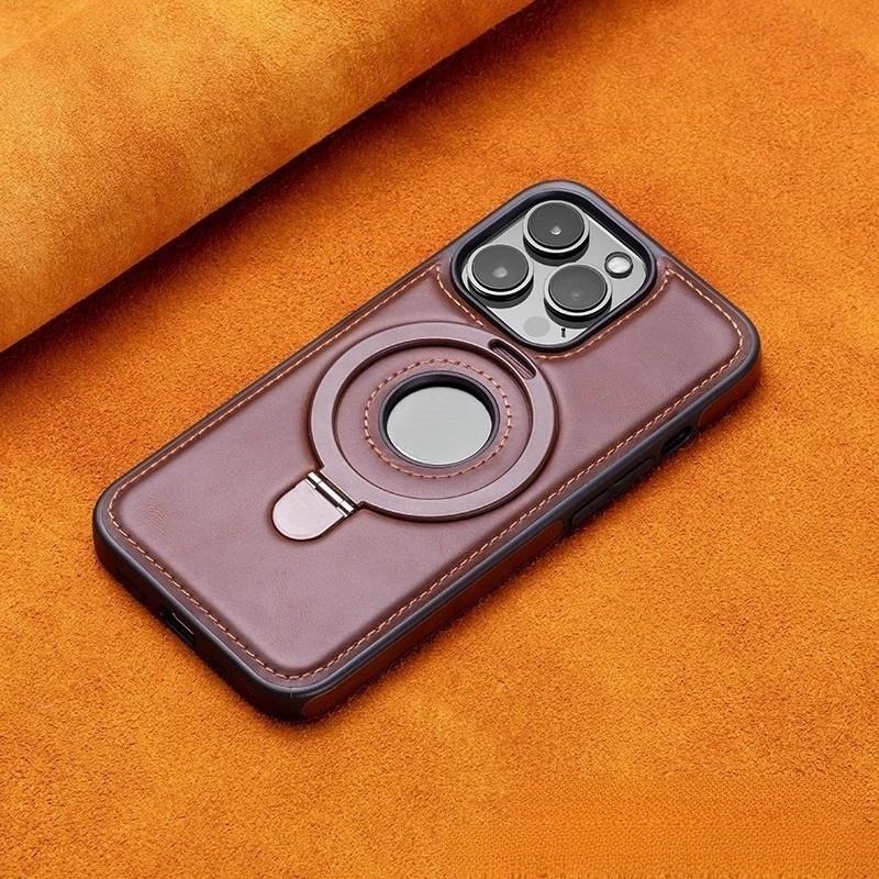 PU Leather Case with Holder Luxury Business Stand Cell Phone Protective Cover for iphone 16 15 14 13 Pro Max