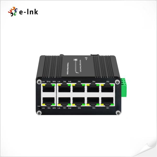 Mini-industriel 8 ports 10/100/1000T 802.3at PoE + 2 ports 10/100/1000T commutateur Ethernet compact