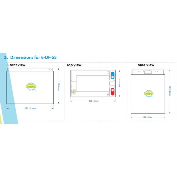 OEM ABS 55.3Ah 12 Volt Sealed Lead Acid Battery For E-Tricycle Cycle life >450times