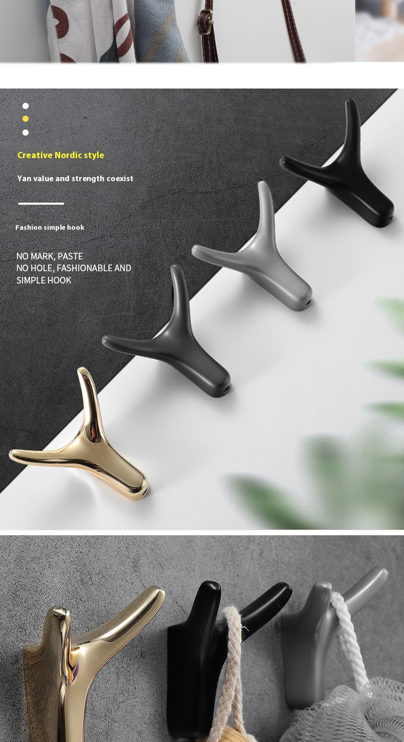 Nordic Modern Simple Cute Brass Robe Hook Multifunctional Metal Wall Hanging for Bedroom Bathroom & Kitchen